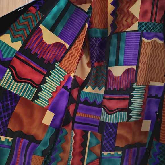 Vintage Caron Chicago Abstract Blouse Long sleeves Aztec Size 10 USA Clean - Picture 7 of 10